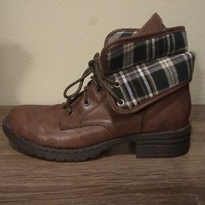 Brown combat boots